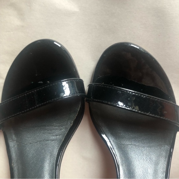 ❤️Stuart Weitzman Black Sandals Heels Patent Leather size 5 M - Picture 4 of 10